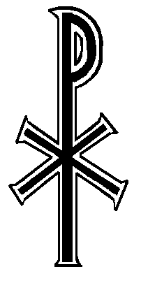 A Chi-Rho (Christogram) monogram combining the Greek letters Chi (X) and Rho (P) into a cross-like symbol